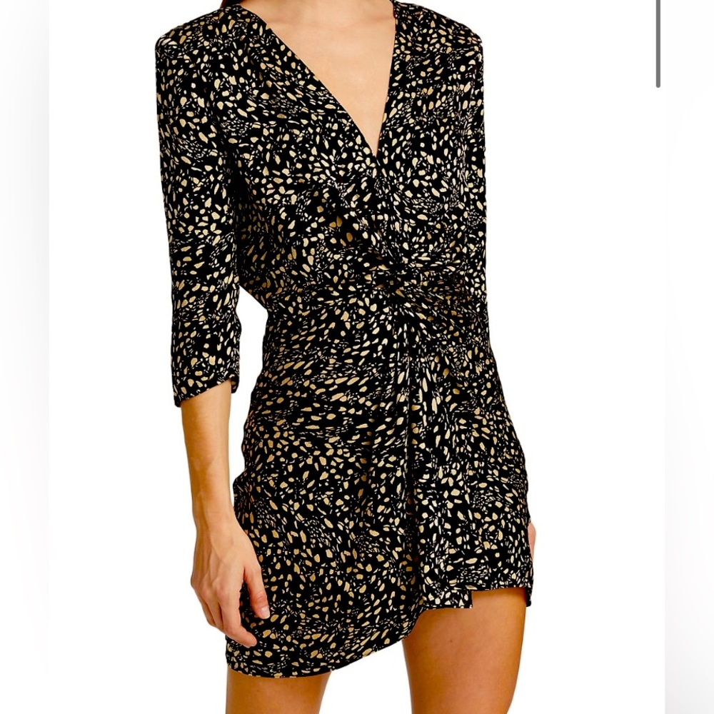 BASH Erika printed twist-accent dress small